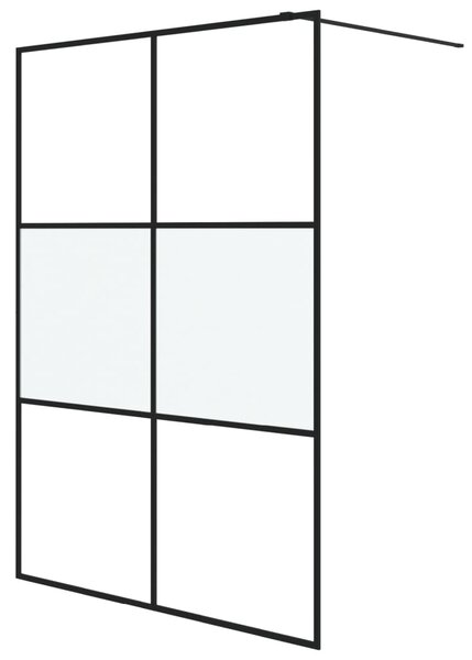 Sprchová zástěna walk-in černá 140x195 cm napůl mléčné ESG sklo 152109