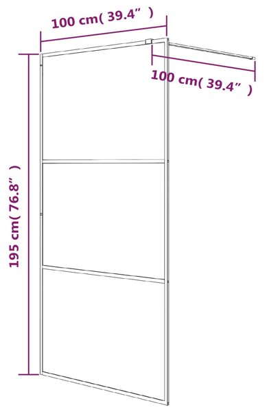 Sprchová zástěna walk-in černá 100x195 cm napůl mléčné ESG sklo 152107