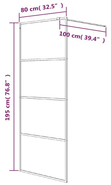 Sprchová zástěna walk-in černá 80 x 195 cm mléčné ESG sklo 152130