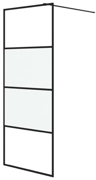 Sprchová zástěna walk-in černá 80x195 cm napůl mléčné ESG sklo 152125