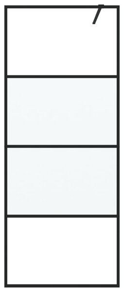 Sprchová zástěna walk-in černá 80x195 cm napůl mléčné ESG sklo 152125