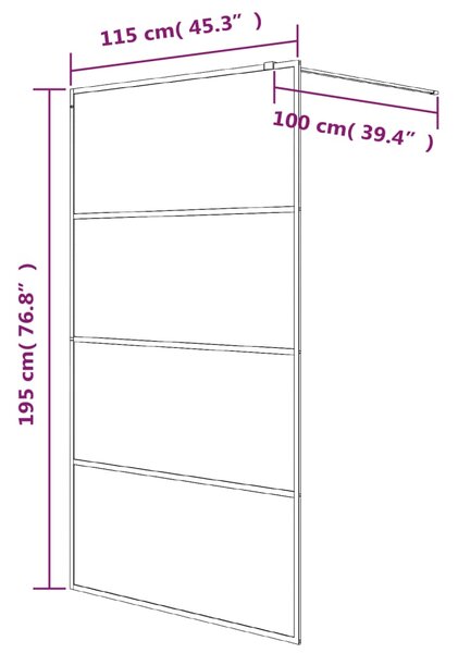 Sprchová zástěna walk-in černá 115 x 195 cm mléčné ESG sklo 152133