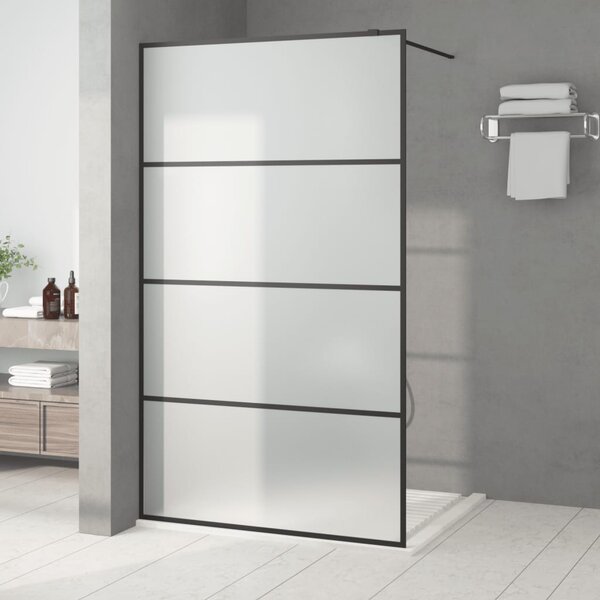 Sprchová zástěna walk-in černá 115 x 195 cm mléčné ESG sklo 152133
