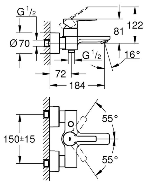 GROHE Lineare - Páková vanová baterie, DN 15, Chrom 33849001