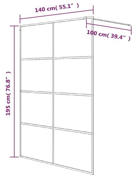 Sprchová zástěna walk-in bílá 140 x 195 cm čiré ESG sklo 152144