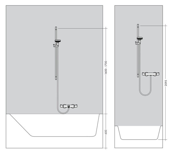 Hansgrohe Crometta Vario sprchová souprava na stěnu s termostatem Ecostat 1001 CL a sprchovou tyčí 65 cm, bílá/chrom 27812400