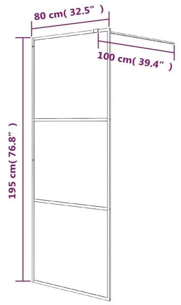 Sprchová zástěna walk-in černá 80 x 195 cm čiré ESG sklo 152145