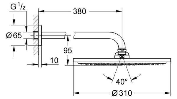 GROHE Rainshower Cosmopolitan 310 - Hlavová sprcha set 380 mm, 1 proud, kartáčovaný Hard Graphite 26066AL0