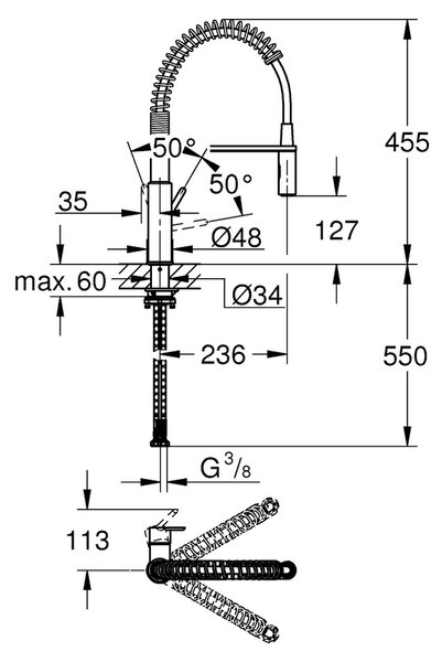 GROHE Get - Páková dřezová baterie, DN 15, Chrom 30361000