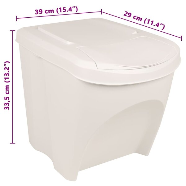 Stohovatelné koše na odpadky 3 ks bílé 75 l polypropylen 152199