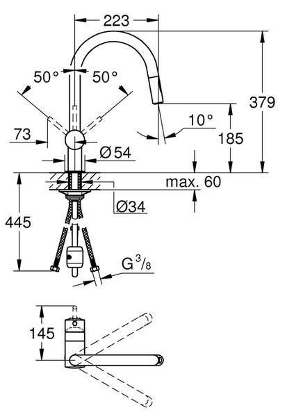GROHE Minta - Páková dřezová baterie, DN 15, Chrom 32321002