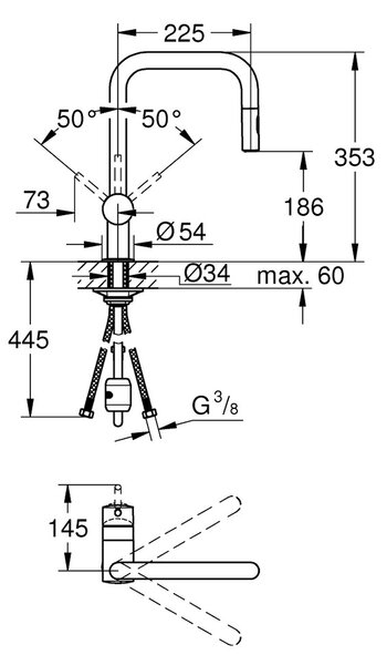 GROHE Minta - Páková dřezová baterie, DN 15, Chrom 32322002