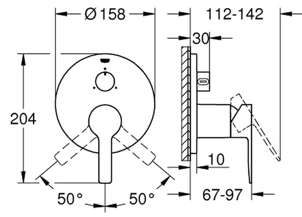 GROHE Lineare - Páková baterie s 3směrným přepínačem, Chrom 24095001