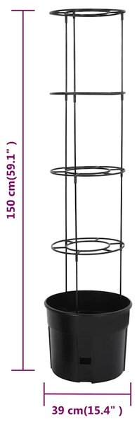Truhlík na pěstování rajčat antracit Ø 39 x 150 cm polypropylen 152210
