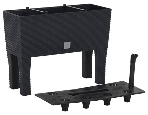 Vyvýšený záhon antracitový 60 x 25 x 46 cm PP ratan 152208