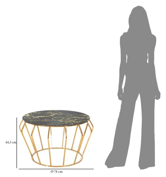 Designový konferenční stolek Addolorata 78 cm černý / zlatý