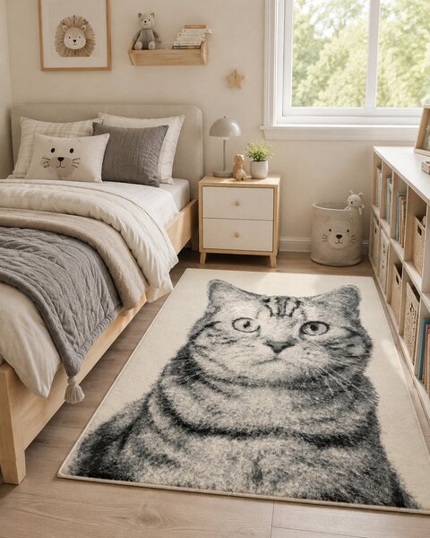 Alfa Carpets, Kusový koberec Cat grey, 80x120, šedá, dětský pokoj