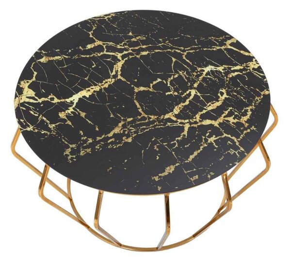 Designový konferenční stolek Addolorata 78 cm černý / zlatý