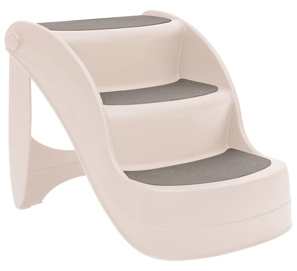 Skládací 3stupňové schůdky pro psy krémové 50x38x38 cm plast 152233