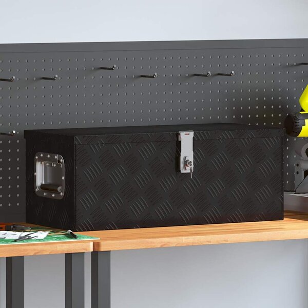 Úložný box černý 70 x 31 x 27 cm hliník 152251