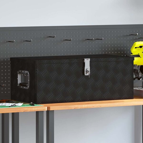 Úložný box černý 80 x 39 x 30 cm hliník 152253