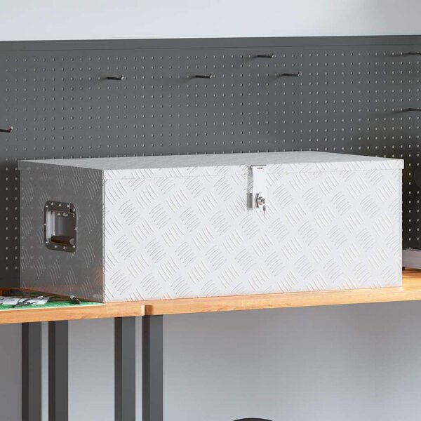 Úložný box stříbrný 90 x 47 x 33,5 cm hliník 152254