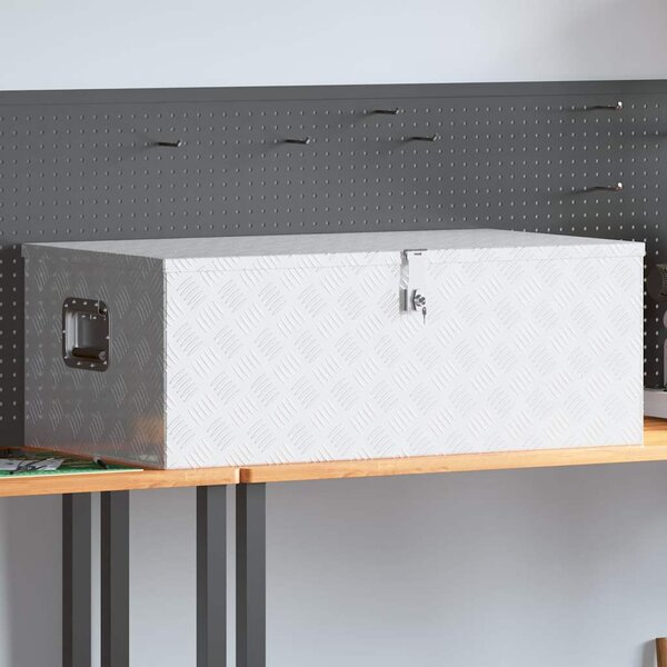 Úložný box stříbrný 100 x 55 x 37 cm hliník 152256