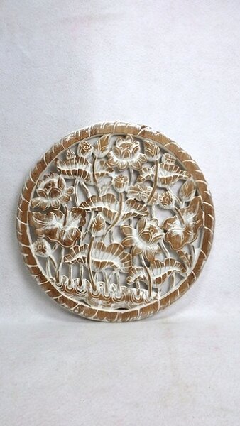 Závěsná dekorace, teakové dřevo, ruční práce, 60 cm