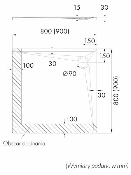 Schedline Libra čtvercová sprchová vanička 90x90 cm bílá 3SP.L1K-9090