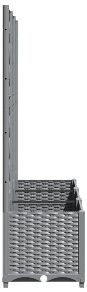 Zahradní truhlík s treláží světle šedý 120 x 40 x 136 cm PP 153274