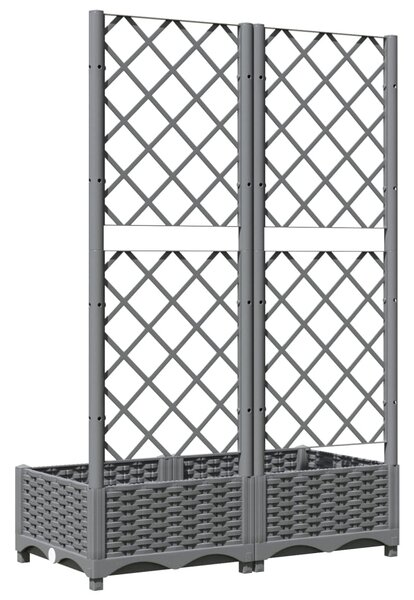 Zahradní truhlík s treláží světle šedý 80 x 40 x 121,5 cm PP 153271