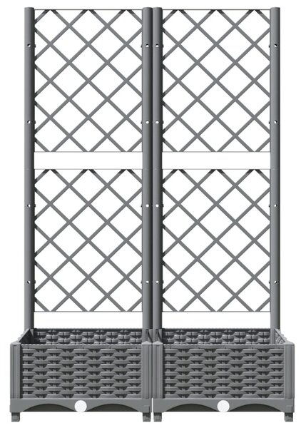 Zahradní truhlík s treláží světle šedý 80 x 40 x 121,5 cm PP 153271
