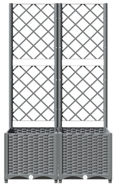Zahradní truhlík s treláží světle šedý 80 x 40 x 136 cm PP 153272