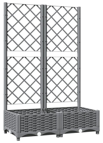 Zahradní truhlík s treláží světle šedý 80 x 40 x 121,5 cm PP 153271