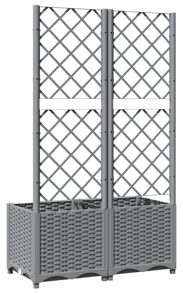 Zahradní truhlík s treláží světle šedý 80 x 40 x 136 cm PP 153272