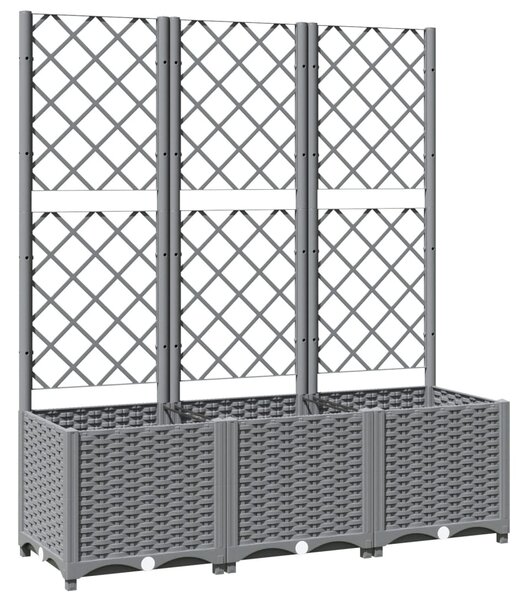 Zahradní truhlík s treláží světle šedý 120 x 40 x 136 cm PP 153274