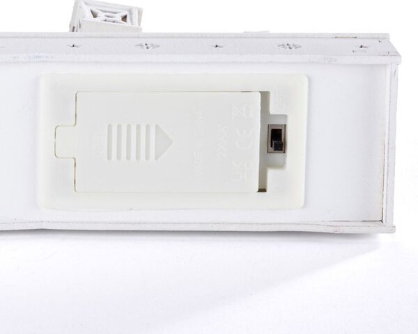 Dřevěná LED dekorace VESNICE bílá délka 30 cm
