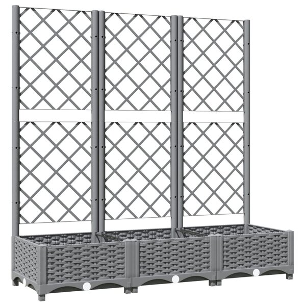 Zahradní truhlík s treláží světle šedý 120 x 40 x 121,5 cm PP 153273