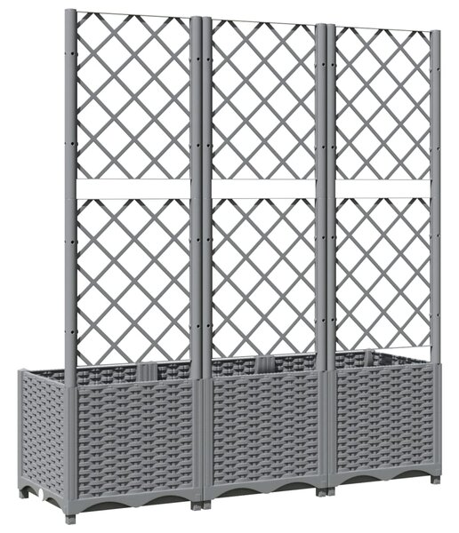 Zahradní truhlík s treláží světle šedý 120 x 40 x 136 cm PP 153274