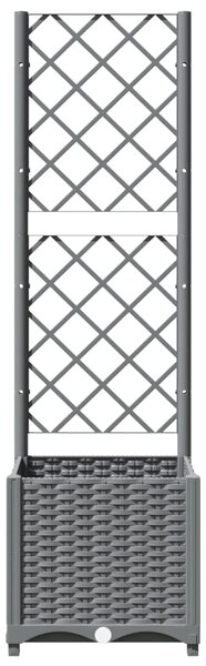Zahradní truhlík s treláží světle šedý 40 x 40 x 136 cm PP 153270