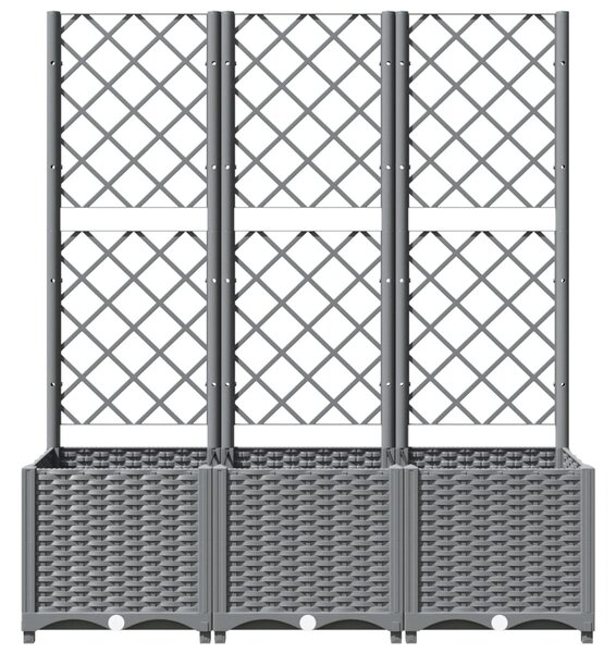 Zahradní truhlík s treláží světle šedý 120 x 40 x 136 cm PP 153274