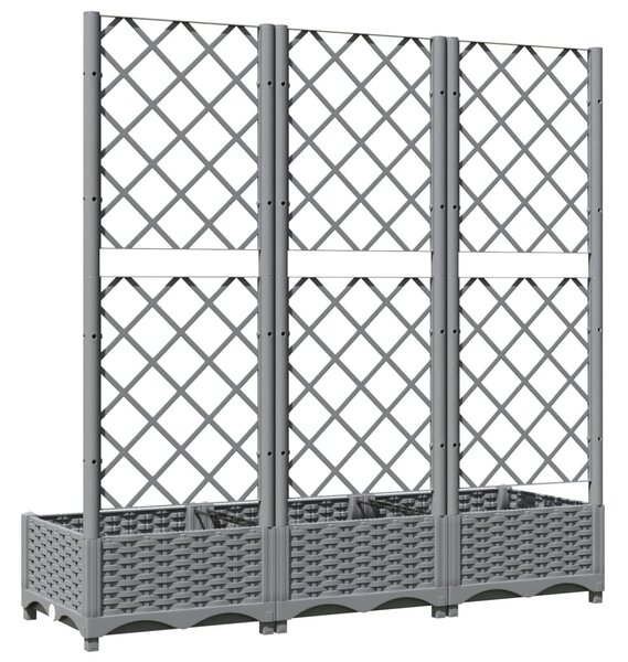 Zahradní truhlík s treláží světle šedý 120 x 40 x 121,5 cm PP 153273