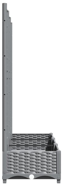 Zahradní truhlík s treláží světle šedý 120 x 40 x 121,5 cm PP 153273