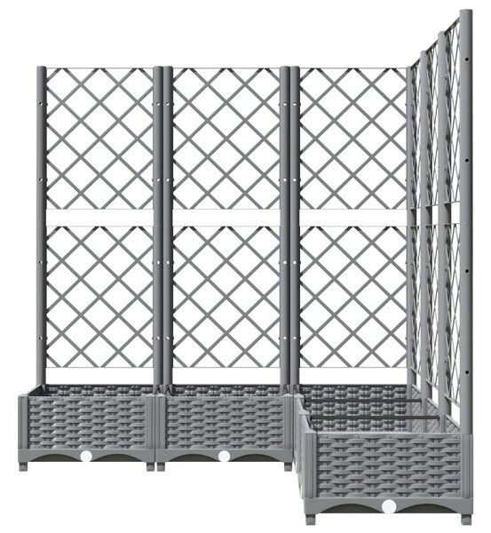 Zahradní truhlík s treláží světle šedý 120 x 120 x 121,5 cm PP 153277