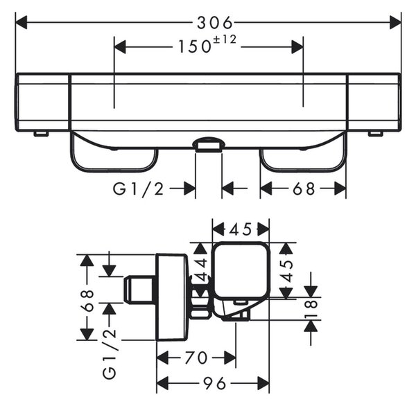 Hansgrohe Ecostat E Sprchový termostat na stěnu, chrom 15773000