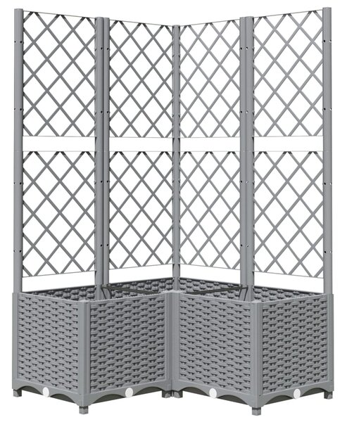 Zahradní truhlík s treláží světle šedý 80 x 80 x 136 cm PP 153276