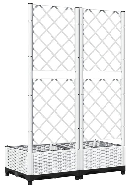 Zahradní truhlík s treláží bílý 80 x 40 x 121,5 cm PP 153281