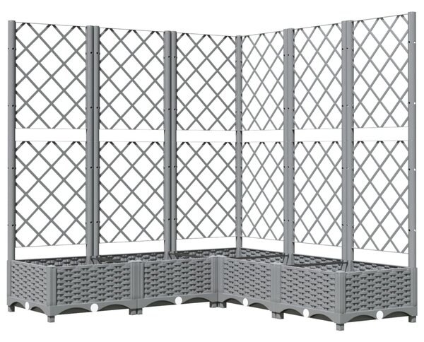 Zahradní truhlík s treláží světle šedý 120 x 120 x 121,5 cm PP 153277