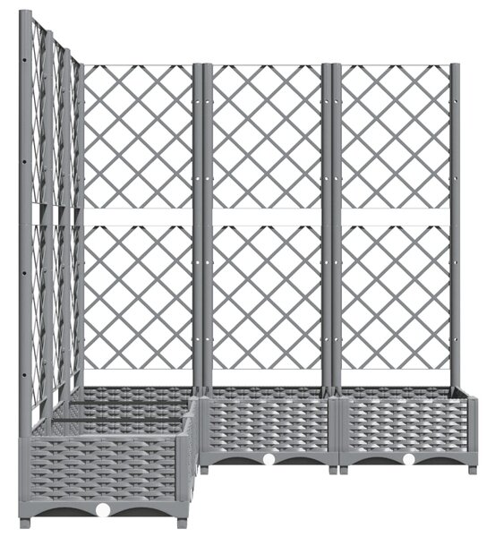 Zahradní truhlík s treláží světle šedý 120 x 120 x 121,5 cm PP 153277