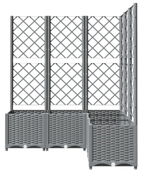Zahradní truhlík s treláží světle šedý 120 x 120 x 136 cm PP 153278